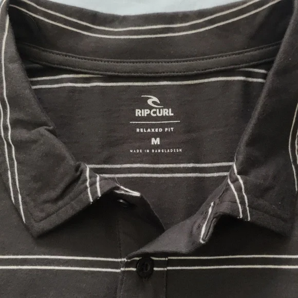 97. Rip Curl Plain Stripe Polo | Color: Washed Black - Picture 5 of 6